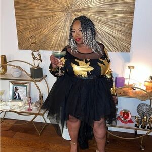 Black and Gold Floral Dress